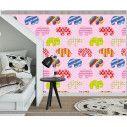 Wallpaper Colorful elephants (pink), pattern