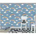 Wallpaper Rainbows and clouds (blue), pattern