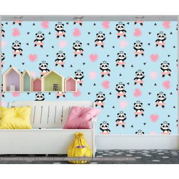 Wallpaper Cute panda ballerinas, pattern
