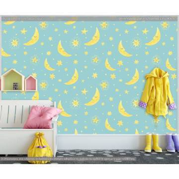 Wallpaper Moon and stars, pattern