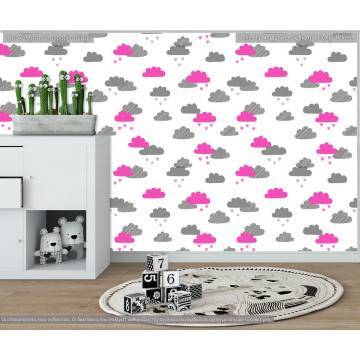 Wallpaper Watercolor clouds (girl), pattern