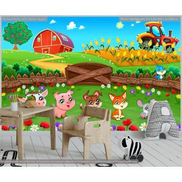 Ταπετσαρία τοίχου Cute farm animals