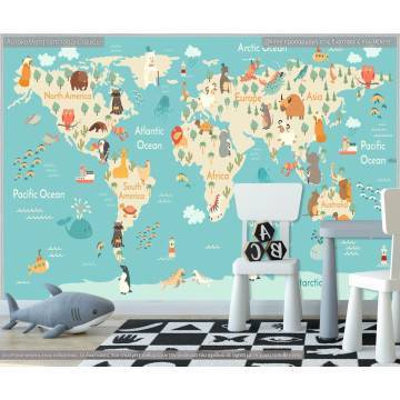 Wallpaper Map with animals