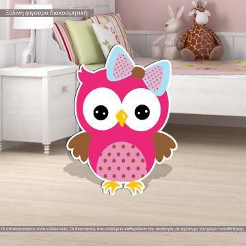 Owl girly  wooden figure printed