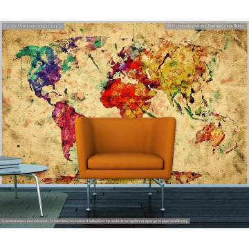 Ταπετσαρία τοίχου World map watercolors