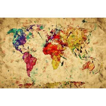 Wallpaper World map watercolors 2