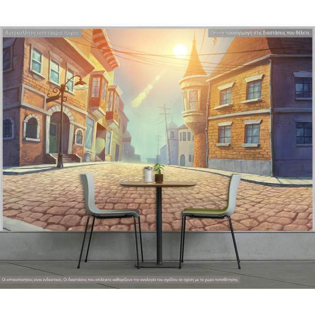 Wallpaper Old town painting