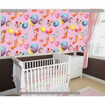 Wallpaper Animals with balloons (girl), pattern