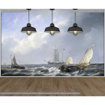 Wallpaper Seascape from the Zeeland waters by P. J. Schotel