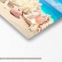 Canvas print Seashells on sand beach, panoramic, detail