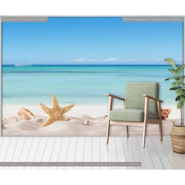 Wallpaper Summer beach with strafish and shells