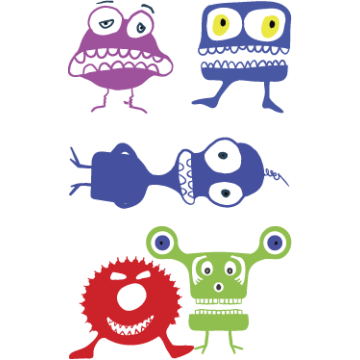 Kids wall stickers Mini collection, Little Monsters 1 2