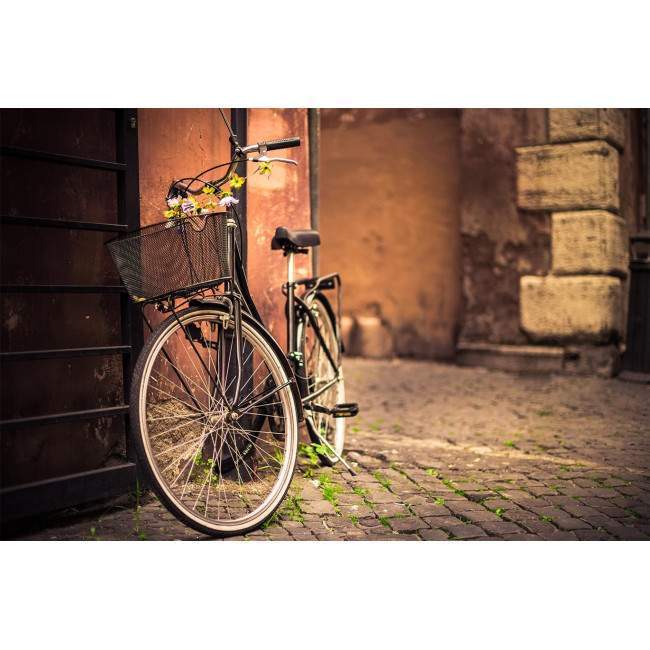 Old bicycle on road, ταπετσαρία τοίχου φωτογραφική