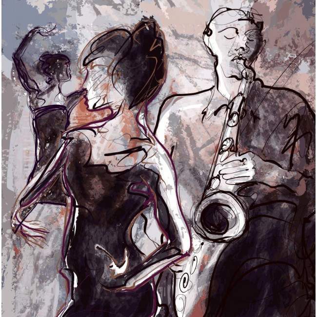 Jazz band with dancer, φωτογραφική ταπετσαρία