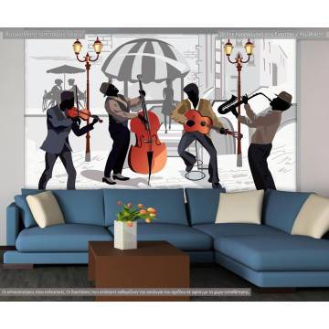 Wallpaper Street cafe with musicians