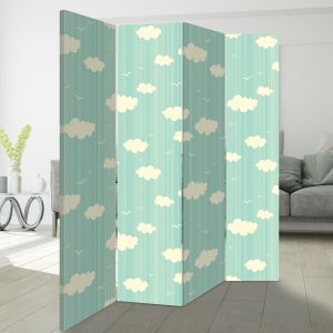 Παραβάν Clouds and birds 200x180 εκ. (5 φύλλα), minimal στυλ