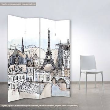 Room divider Paris scenery vector art