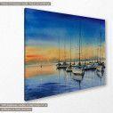 Canvas print Yacht harbor at night, side
