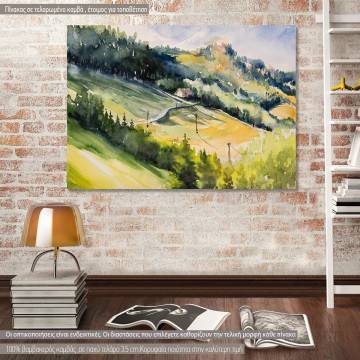 Canvas print  Cottage house on a summer hill