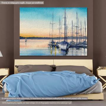 Canvas print Sailing boats in bay