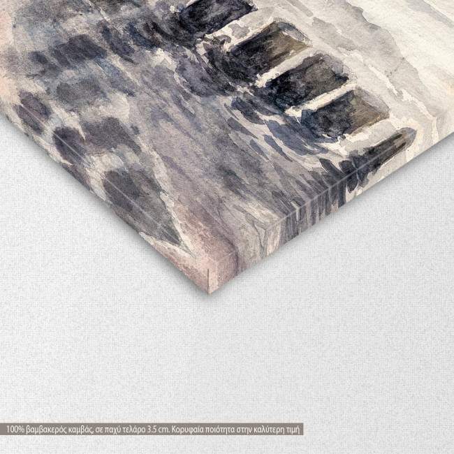 Canvas print  Fishing boat moored during fog, detail