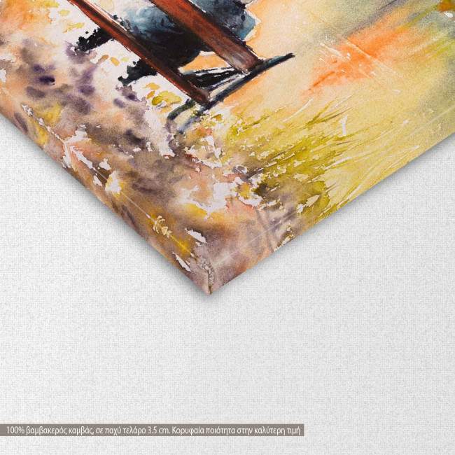 Canvas print  Bench by the autumn lake, detail