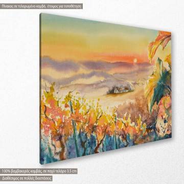 Canvas print  Tuscany Vineyard at sunset 2