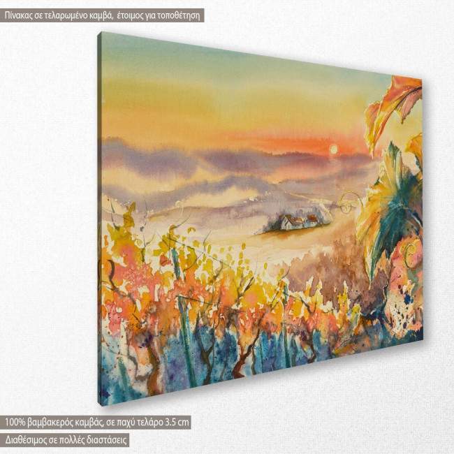 Canvas print  Tuscany Vineyard at sunset, side