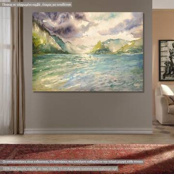 Πίνακας σε καμβά Καλοκαιρινό τοπίο, Summer landscape with mountain lake,