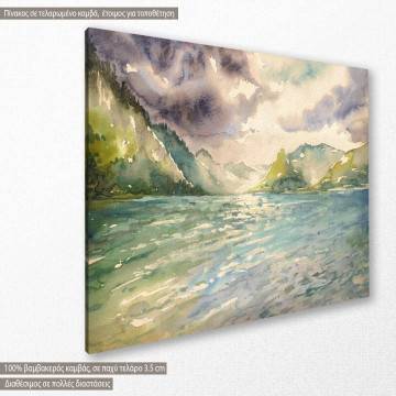 Canvas print  Summer landscape with mountain lake, 2