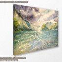 Canvas print  Summer landscape with mountain lake,, side