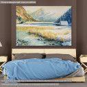 Canvas print  Lake and house covered with snow