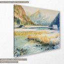 Canvas print  Lake and house covered with snow, side