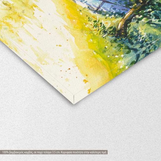 Canvas print Vineyard and cottage house, detail