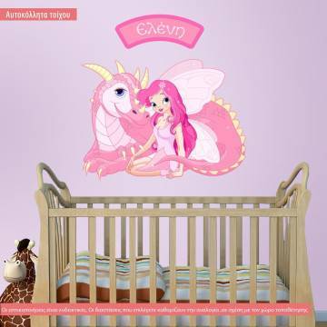 Kids wall stickers Fairy and dragon