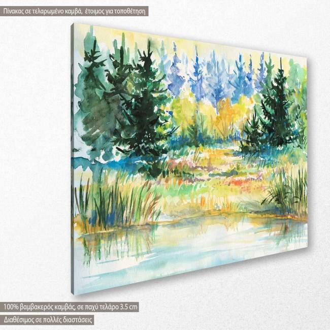 Canvas print Forest lake, side