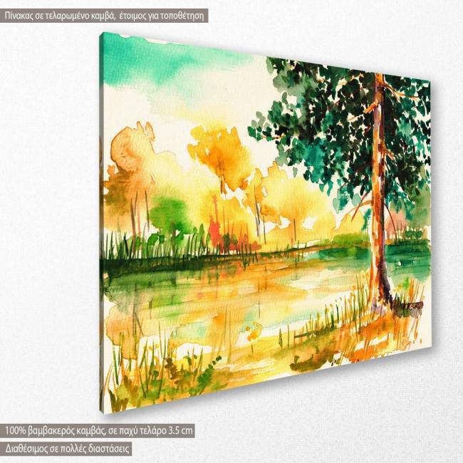 Canvas print Lonely tree in meadow, side