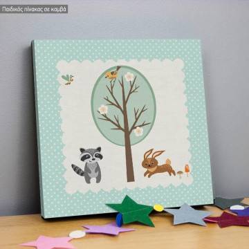 Kids canvas print animals with name,  3 panels 2