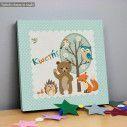 Kids canvas print animals with name,  3 panels