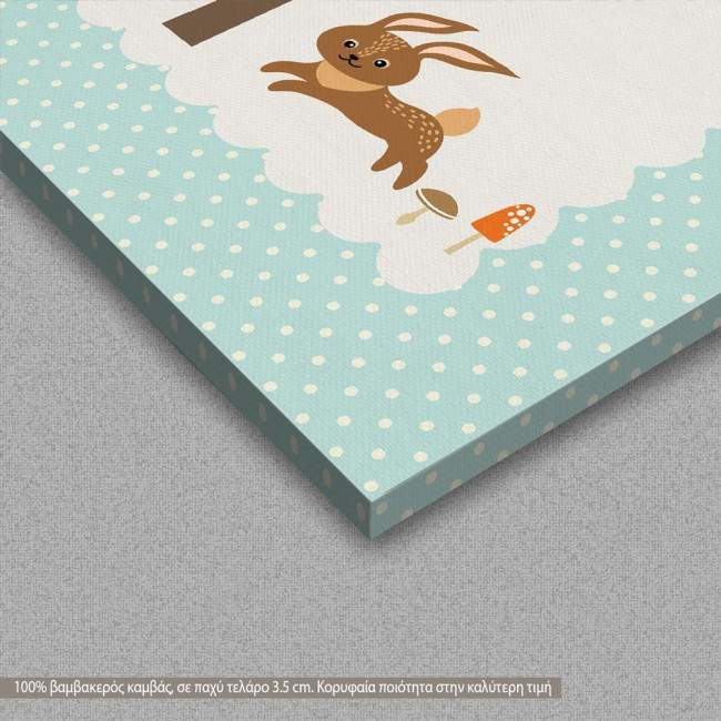 Kids canvas print animals with name,  3 panels
