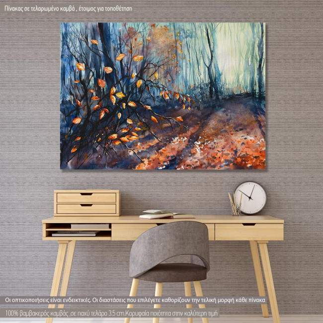 Πίνακας σε καμβά Φθινοπωρινό δάσος, Nature background with autumn forest