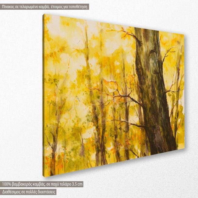 Canvas print Autumn forest, Yellow autumn forest, side