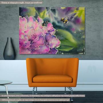Canvas print  Bumblebee landing on flower