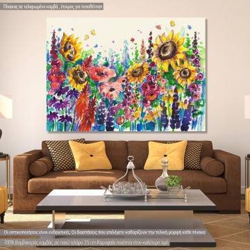 Canvas print Summer flowers in garden