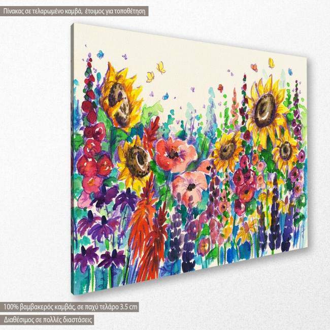 Canvas print Summer flowers in garden, side