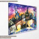 Canvas print Small town at night, side