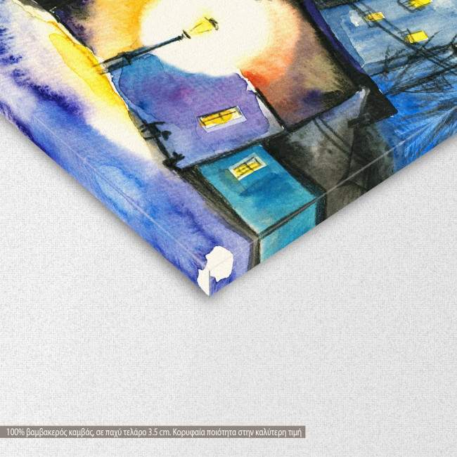 Canvas print Small town at night, detail
