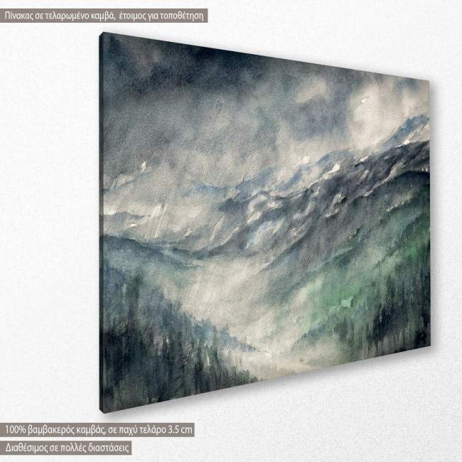 Canvas print Rain in mountains, side