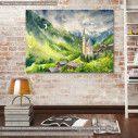 Canvas print  Village at the foot of the Alps