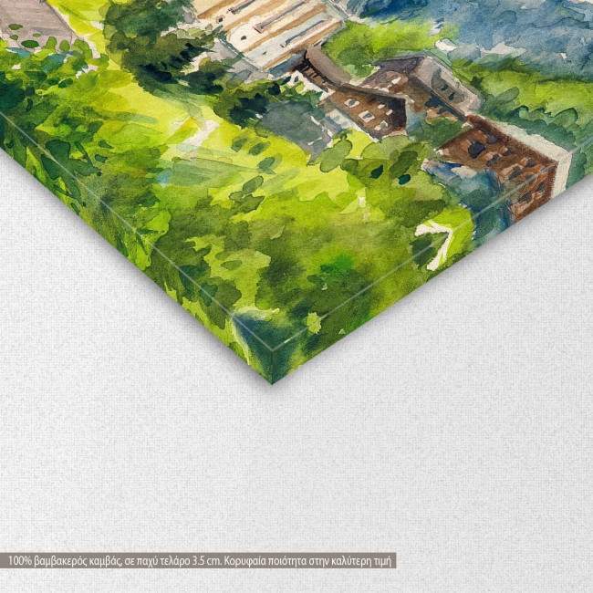 Canvas print  Village at the foot of the Alps, detail